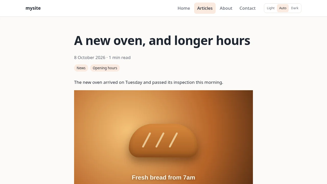 An article with a picture of a loaf of bread under its first paragraph