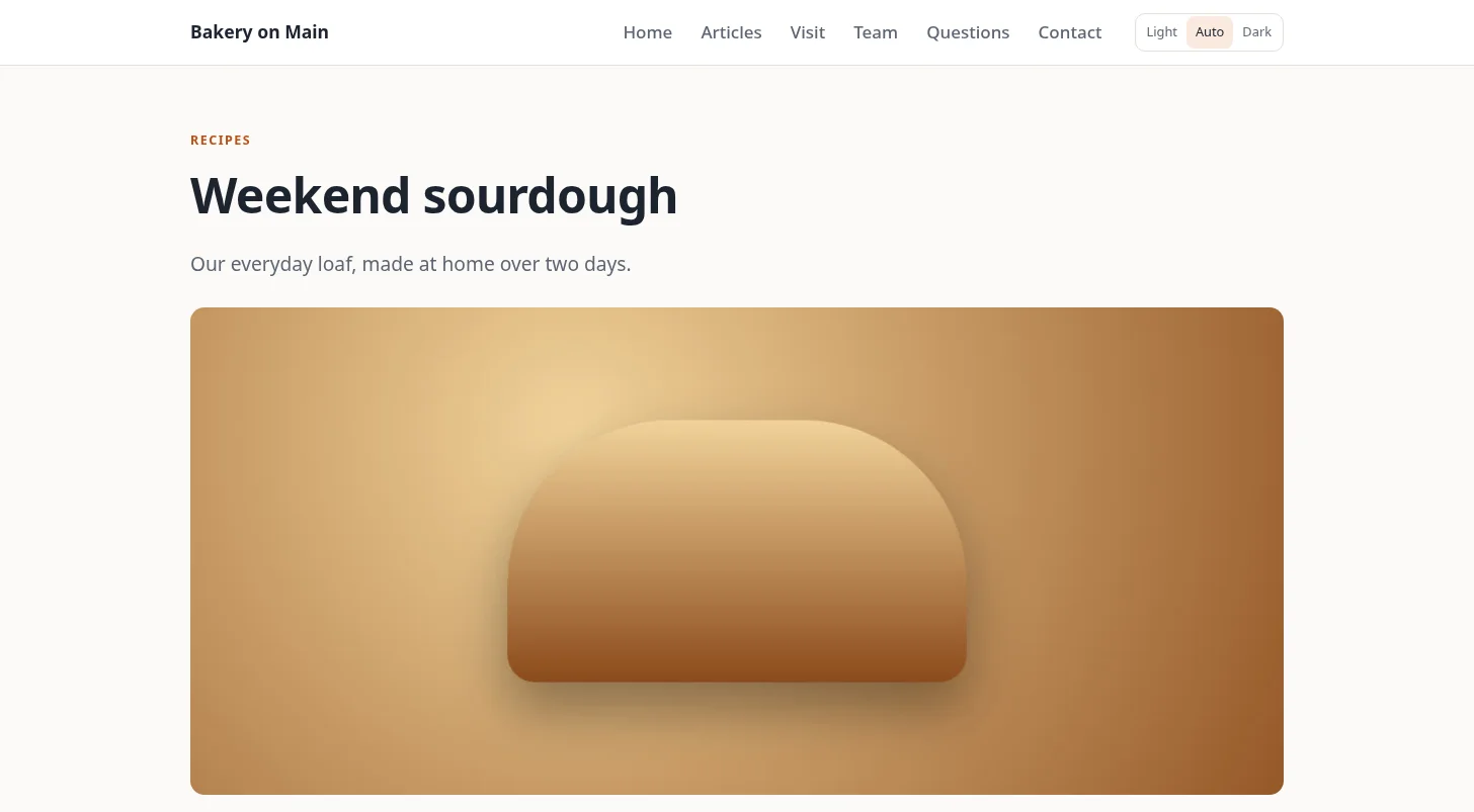 The recipes pack: a recipe page with its picture, times and servings